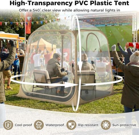 Tangkula All Weather Sports Tent for 2-4 People, 7x7 Ft Pop Up Outdoor Clear Bubble Tent with Waterproof Tarp Floor, Stakes, Wind Ropes, Sandbags, Carrying Bag for Sports Fishing Camping Cheering in Saudi Arabia