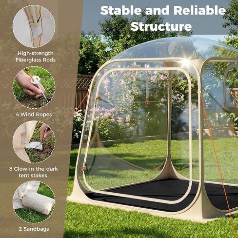 Tangkula All Weather Sports Tent for 2-4 People, 7x7 Ft Pop Up Outdoor Clear Bubble Tent with Waterproof Tarp Floor, Stakes, Wind Ropes, Sandbags, Carrying Bag for Sports Fishing Camping Cheering in Saudi Arabia