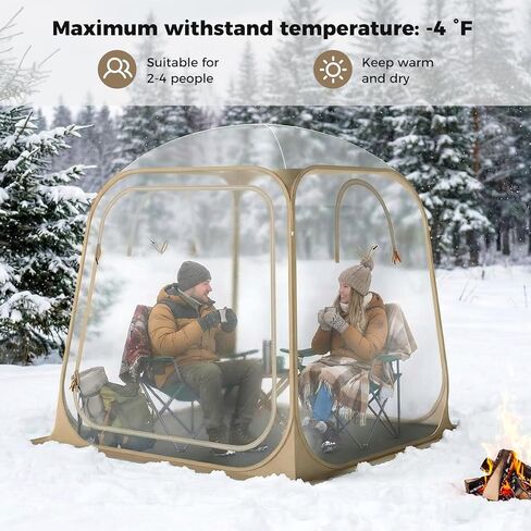 Tangkula All Weather Sports Tent for 2-4 People, 7x7 Ft Pop Up Outdoor Clear Bubble Tent with Waterproof Tarp Floor, Stakes, Wind Ropes, Sandbags, Carrying Bag for Sports Fishing Camping Cheering in Saudi Arabia