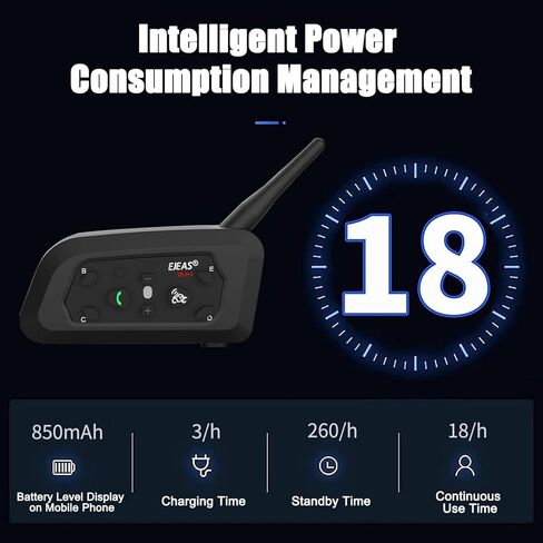 خوذة دراجة نارية بلوتوث، نطاق 800 متر، نظام اتصال بلوتوث مقاوم للماء IP65، صوت واضح وعمر بطارية طويل لراكبي الدراجات النارية والتسلق (عبوتان) in Kuwait
