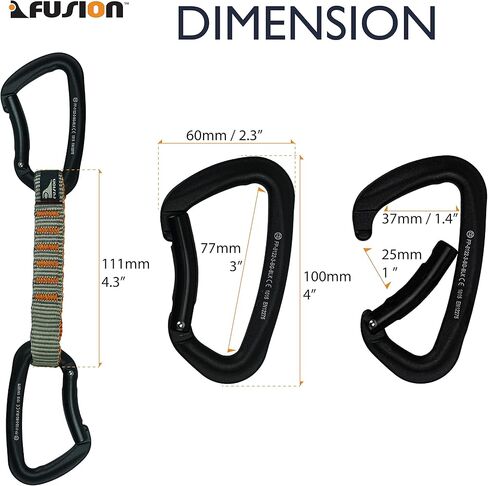 Fusion Climb 6-Pack 11cm Quickdraw Set with Techno Zoom Bent Gate Carabiner/Techno Zoom Bent Gate Carabiner, Universal in Saudi Arabia