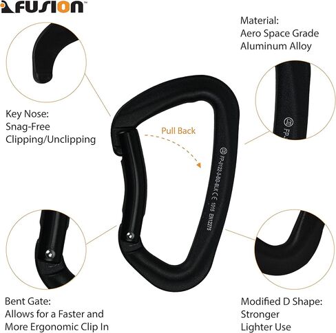 Fusion Climb 6-Pack 11cm Quickdraw Set with Techno Zoom Bent Gate Carabiner/Techno Zoom Bent Gate Carabiner, Universal in Saudi Arabia