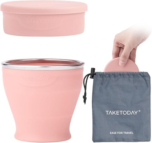 كوب السفر القابل للطي من TakeToday - كوب ماء سيليكون قابل للطي، خالٍ من مادة BPA مع غطاء وحقيبة مقاومة للماء - مجموعة أكواب الشرب للتخييم والخارج والسفر الدولي (8 أونصة، كحلي) in Kuwait