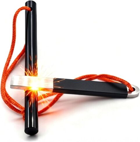 4 "جيب محمول مقاوم للماء Ferrocerium Ferro Rod أداة النجاة من النار، الصوان والفولاذ المغنيسيوم للتخييم في حالات الطوارئ مجموعة أدوات إطلاق النار مع مهاجم، عصا حرائق المخيمات الخارجية in Kuwait