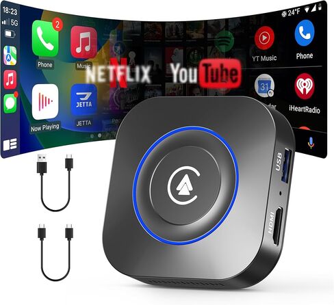 محول CarPlay اللاسلكي Magic AI Box، CarPlay وAndroid Auto المحدث، يدعم تثبيت تطبيق USB، مرآة الشاشة، التوصيل والتشغيل Magic Box لنظام iOS/Android والسيارات 2015+ in Kuwait