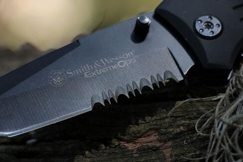 سميث اند ويسون SWFR2S 8in سكين عالي الكربون SS قابل للطي مع 3.3in Tanto Point شفرة مسننة ومقبض ألومنيوم للأماكن الخارجية والتكتيكية والبقاء وEDC in Kuwait