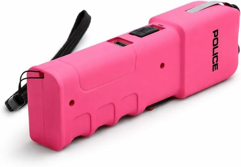 POLICE Stun Gun for Self Defense 928 - High Voltage Rechargeable with LED Flashlight, Compact & Heavy Duty, Personal Security for Women - Pink in Saudi Arabia