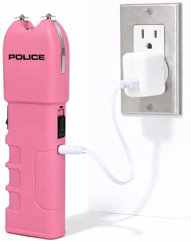 POLICE Stun Gun for Self Defense 928 - High Voltage Rechargeable with LED Flashlight, Compact & Heavy Duty, Personal Security for Women - Pink in Saudi Arabia