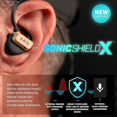 حماية الأذن من AXIL GS Extreme 3.0 - تان صحراوي - تحسين السمع وعزل الضوضاء سماعات أذن بلوتوث - حماية السمع 5X للرماية والسفر والعمل والحفلات الموسيقية in Kuwait