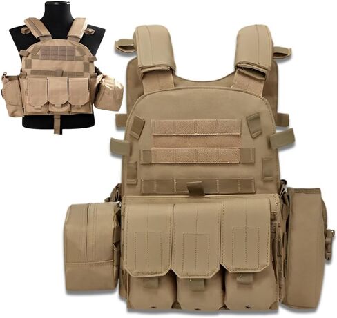 Tactical Vest for Airsoft & paintball - Adjustable Weighted vest for Hike Hunting, MOLLE Combat System, Chaleco Táctico in Saudi Arabia