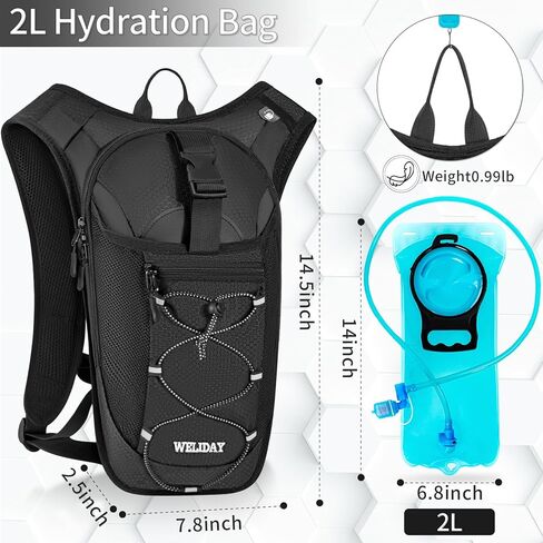 Hydration Backpack with 2L Water Bladder, Lightweight Hydro Pack for Cycling, Running, Hiking, Climbing in Saudi Arabia