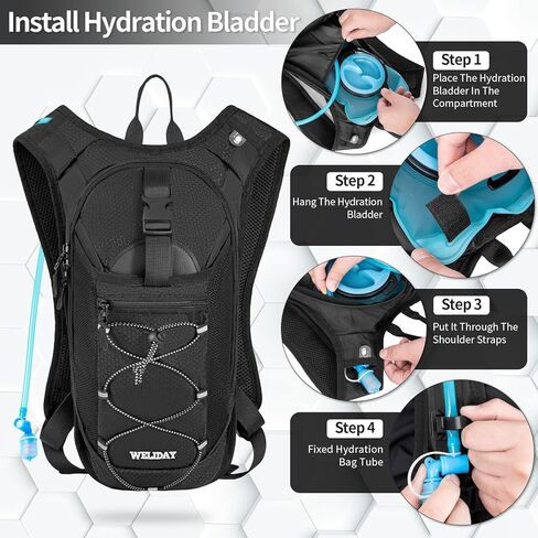 Hydration Backpack with 2L Water Bladder, Lightweight Hydro Pack for Cycling, Running, Hiking, Climbing in Saudi Arabia