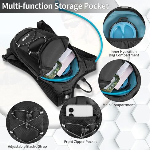 Hydration Backpack with 2L Water Bladder, Lightweight Hydro Pack for Cycling, Running, Hiking, Climbing in Saudi Arabia
