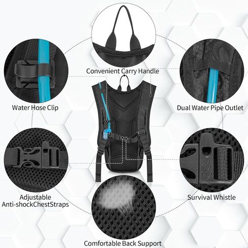 Hydration Backpack with 2L Water Bladder, Lightweight Hydro Pack for Cycling, Running, Hiking, Climbing in Saudi Arabia