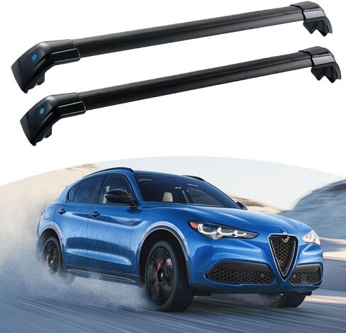 Lockable Roof Rail Rack Cross Bar Crossbar Fits for Alfa-Romeo Stelvio 2017 2018 2019 2020 2021 2022 2023 2024 in Kuwait