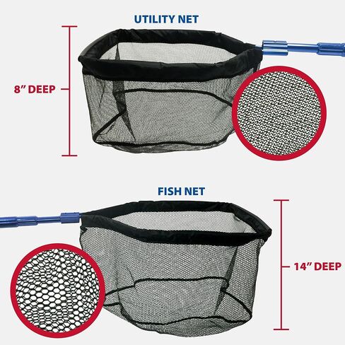 The Pond Guy Heavy Duty Telescopic Fish & Utility Net Combo, Adjustable Aluminum Pole & Mesh Netting, Water Garden Maintenance & Fishing Equipment in Saudi Arabia