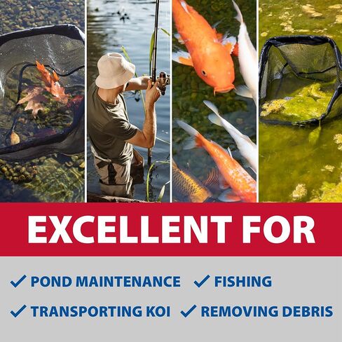 The Pond Guy Heavy Duty Telescopic Fish & Utility Net Combo, Adjustable Aluminum Pole & Mesh Netting, Water Garden Maintenance & Fishing Equipment in Saudi Arabia