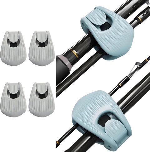 Fishing Rods Belt Rod Straps, Fishing Rod Clip Fit for Casting Rods, Spinning Rods Bass Rod and Fly Rods (4 Color, 4 pcs) (GREY) in Saudi Arabia