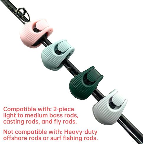 Fishing Rods Belt Rod Straps, Fishing Rod Clip Fit for Casting Rods, Spinning Rods Bass Rod and Fly Rods (4 Color, 4 pcs) (GREY) in Saudi Arabia