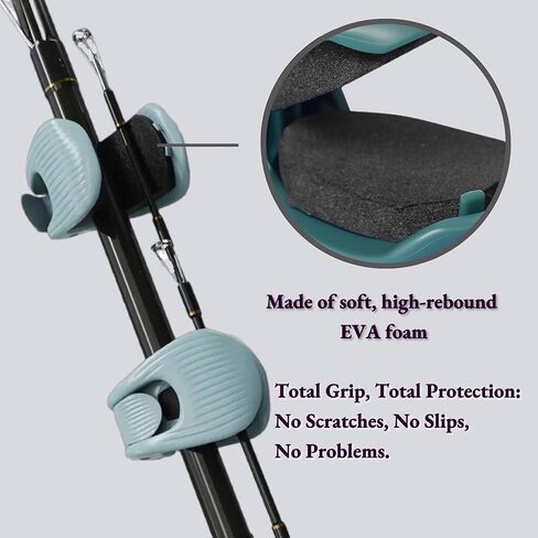 Fishing Rods Belt Rod Straps, Fishing Rod Clip Fit for Casting Rods, Spinning Rods Bass Rod and Fly Rods (4 Color, 4 pcs) (GREY) in Saudi Arabia