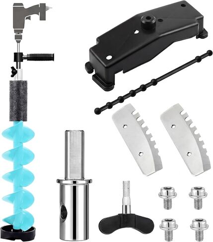 Lounsweer Ice Auger 6 Inch Floating Rotating Diameter Ice Fishing Auger Drill Bit with 2 Blades Nylon Attachment Convenient Fast Cutting Outdoor Equipment Tool for Deep Waters Fishing in Saudi Arabia