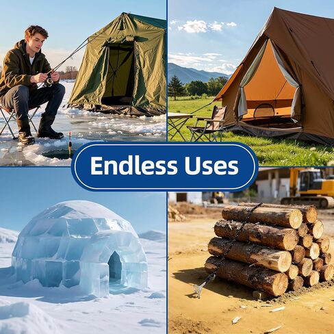 Housolution Ice Anchor Tool Kit, 20Pcs Universal Ice Fishing Shelter Tools with 1/4" Adapter Head Anchor Drill Adapter, Tent Stakes, 13FT Ratchet Ropes, Tent Hooks, Setting Up Icing Shelters Tents in Saudi Arabia