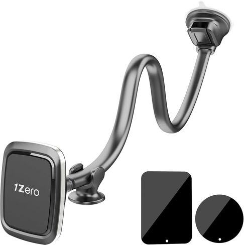 1Zero حامل هاتف سيارة مغناطيسي مطور لـ MagSafe، امتداد ذراع طويل 14 بوصة مع حامل هاتف شاحنة قوي بالشفط، حامل على الزجاج الأمامي متوافق مع iPhone 17 16 15 14 13 12 Pro Max Air in Kuwait