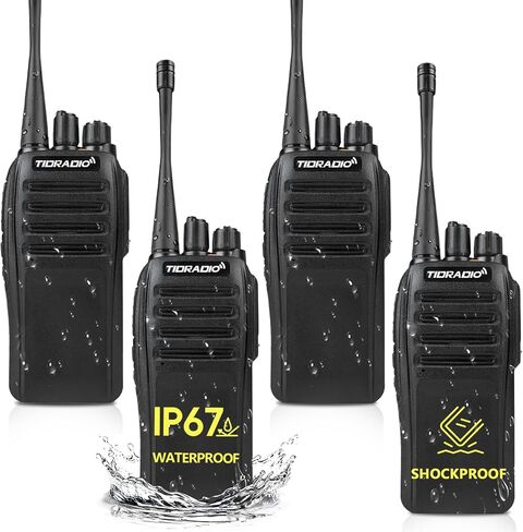 TIDRADIO 10W Heavy Duty Walkie Talkies IP67 Waterproof Two-Way Radios Long Range, Advanced Triple Proof, 2500mAh, 16 Channels, VOX Hand-Free, SOS, Frequency Match, for Buniess,Job site TD-628,4 Pack in Kuwait