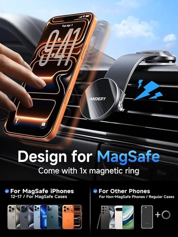حامل هاتف السيارة لـ MagSafe [ذراع من سبيكة الذاكرة قابل للتعديل بزاوية 360 درجة | أقوى قوة مغناطيسية 2400 جرامًا] حامل سيارة قابل للانحناء، حامل هاتف لسيارتك لهاتف iPhone 17-12 Pro Max Air Plus وجميع الهواتف الذكية in Kuwait