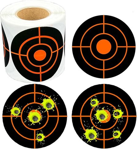 250 Pcs Shooting Target Stickers, 3" Splatter Targets, Circular Self Adhesive Splatter Targets, Yellow Instantly Visible, Suitable for Pellet Gun, Rifle, Airsoft Shooting Practice in Saudi Arabia