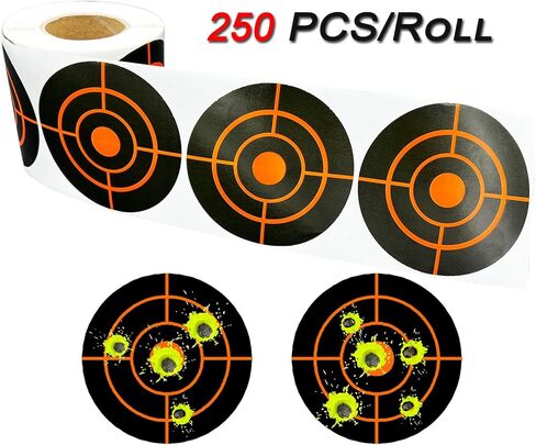 250 Pcs Shooting Target Stickers, 3" Splatter Targets, Circular Self Adhesive Splatter Targets, Yellow Instantly Visible, Suitable for Pellet Gun, Rifle, Airsoft Shooting Practice in Saudi Arabia