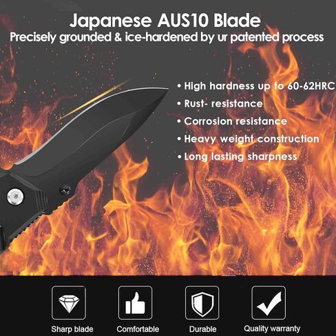 Pocket Knife, Folding Knives Blade 2.6in, Foldable Survival Small Knife with Clip, Button Lock & Glass Breaker, Everyday Carry EDC Knives for Hunting Camping Hiking in Saudi Arabia