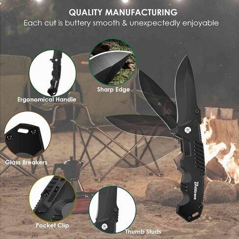 Pocket Knife, Folding Knives Blade 2.6in, Foldable Survival Small Knife with Clip, Button Lock & Glass Breaker, Everyday Carry EDC Knives for Hunting Camping Hiking in Saudi Arabia