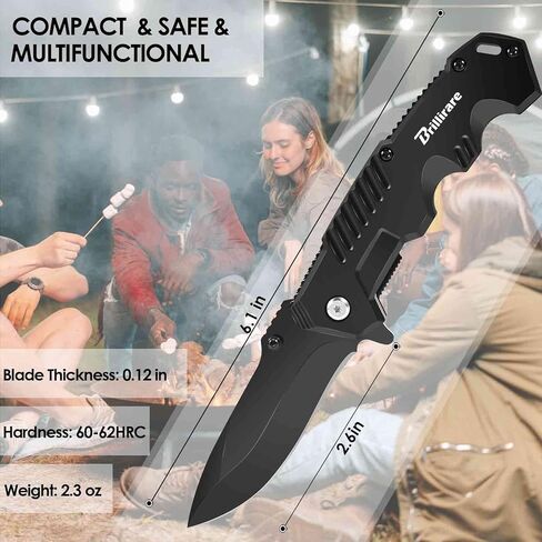 Pocket Knife, Folding Knives Blade 2.6in, Foldable Survival Small Knife with Clip, Button Lock & Glass Breaker, Everyday Carry EDC Knives for Hunting Camping Hiking in Saudi Arabia
