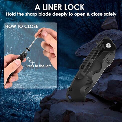 Pocket Knife, Folding Knives Blade 2.6in, Foldable Survival Small Knife with Clip, Button Lock & Glass Breaker, Everyday Carry EDC Knives for Hunting Camping Hiking in Saudi Arabia