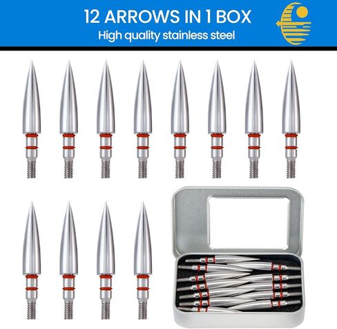 12pcs Archery Field Points, 100/125/150/300 Grain Field Points, Screw-in Archery Field Broadheads for Recurve, Compound Bow Crossbow, Archery Target Crossbow Practice Tip in Saudi Arabia