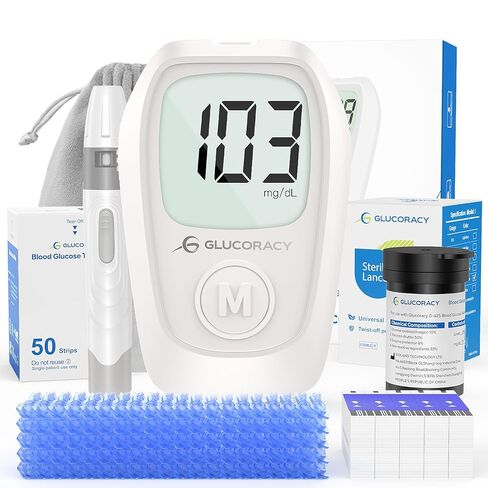G-425 Glucose Monitor Kit, Blood Sugar Monitor with Glucose Meter, Lancing Device, 100 Test Strips and 100 Lancets, Blood sugar testing kit for Home Use, Diabetes Home Testing Kit in Saudi Arabia