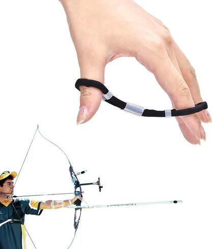 Archery Finger Sling Recurve Bow Fingerling, Adjustable Trainer Clicker Tabs Soft Elastic Cloth Extra Comfortable Padded Wear Resistant for Outdoor Recurve Bow Hunting Shooting Accessory(G-Schwarz) in Saudi Arabia