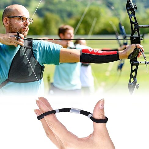 Archery Finger Sling Recurve Bow Fingerling, Adjustable Trainer Clicker Tabs Soft Elastic Cloth Extra Comfortable Padded Wear Resistant for Outdoor Recurve Bow Hunting Shooting Accessory(G-Schwarz) in Saudi Arabia