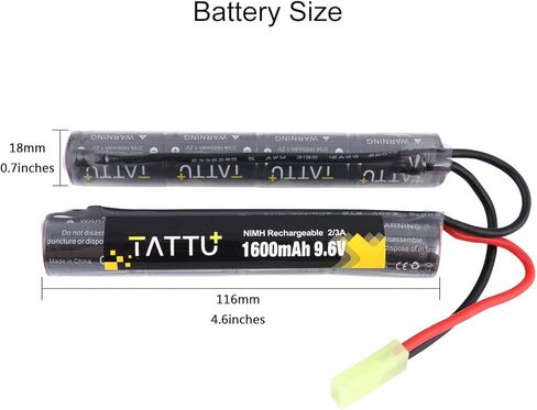 TATTU 9.6V NiMH بطارية 1600mAh فراشة Nunchuck عصا بطارية قابلة للشحن مع موصل TMY لـ Airsoft ICS CA TM SRC JG G36 G&M733 in Saudi Arabia