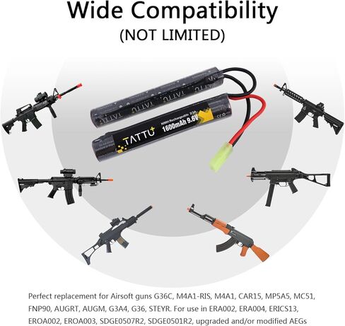 TATTU 9.6V NiMH بطارية 1600mAh فراشة Nunchuck عصا بطارية قابلة للشحن مع موصل TMY لـ Airsoft ICS CA TM SRC JG G36 G&M733 in Saudi Arabia