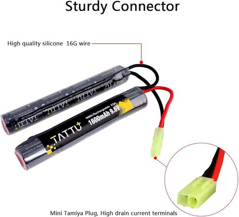 TATTU 9.6V NiMH بطارية 1600mAh فراشة Nunchuck عصا بطارية قابلة للشحن مع موصل TMY لـ Airsoft ICS CA TM SRC JG G36 G&M733 in Saudi Arabia