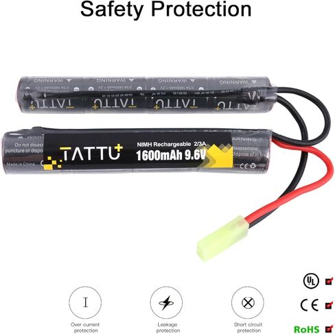 TATTU 9.6V NiMH بطارية 1600mAh فراشة Nunchuck عصا بطارية قابلة للشحن مع موصل TMY لـ Airsoft ICS CA TM SRC JG G36 G&M733 in Saudi Arabia