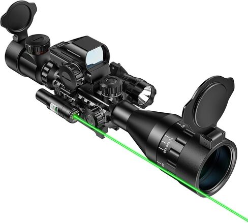 MidTen 4-16x50 AO Hunting Rifle Scope Dual Illuminated Optics & Illuminated Reflex Sight 4 Holographic Reticle Red/Green Dot Sight & Laser Sight & Flashlight in Saudi Arabia