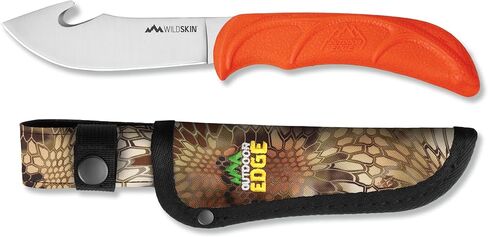 OUTDOOR EDGE WildGuide 4-Piece Hunting Knife Set & Field Dressing Kit | Featuring Razor-Sharp Caping Blade, Gut-Hook Skinning Knife, Bone Saw, in a Camo Nylon Belt Sheath | Butcher Knife Set for Deer in Saudi Arabia