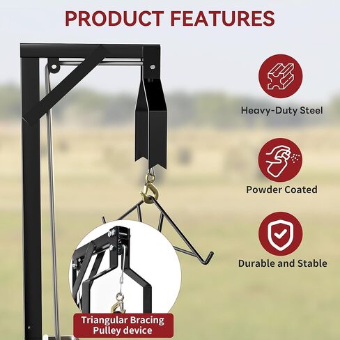 رافعة لعبة YITAMOTOR Truck Hitch مع جهاز استقبال 2 بوصة، ورافعة لصيد الغزلان بسعة 500 رطل، تتضمن ونش Gambrel للعبة السلخ والتنظيف، ومجموعة رافعة ونش رفع Gambrel مثبتة على وصلة دوارة 360 درجة، أسود in Kuwait