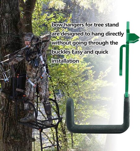 شماعات القوس بحزام Treestand - تأتي مع 4 خطافات معدنية للعتاد، لإكسسوارات الصيد لمنصة حامل الشجرة بدون أجزاء بلاستيكية، تتضمن حقيبة تخزين in Kuwait