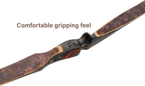 Deerseeker Archery 64 "Reflex Deflex Hybrid قطعة واحدة القوس الطويل التقليدي مع الخيزران الرقائقي وأطراف الألياف الزجاجية الشفافة اليد اليمنى / اليد اليسرى للبالغين 25-60 رطل in Kuwait