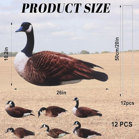 Goose Silhouette Decoys with Metal Stakes Goose Motion Decoys Set Outdoor Hunting Silhouette Stackable Realistic Vivid Easy to Carry for Field Pond in Kuwait