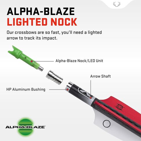أسهم القوس والنشاب الكربونية TenPoint Lighted Pro Elite مقاس 400-20 بوصة، حزمة من 3 - مع Alpha-Blaze Lighted Nock وAlpha-Nock HP وHP الألومنيوم جلبة - ضرورية لصيد القوس والنشاب in Kuwait